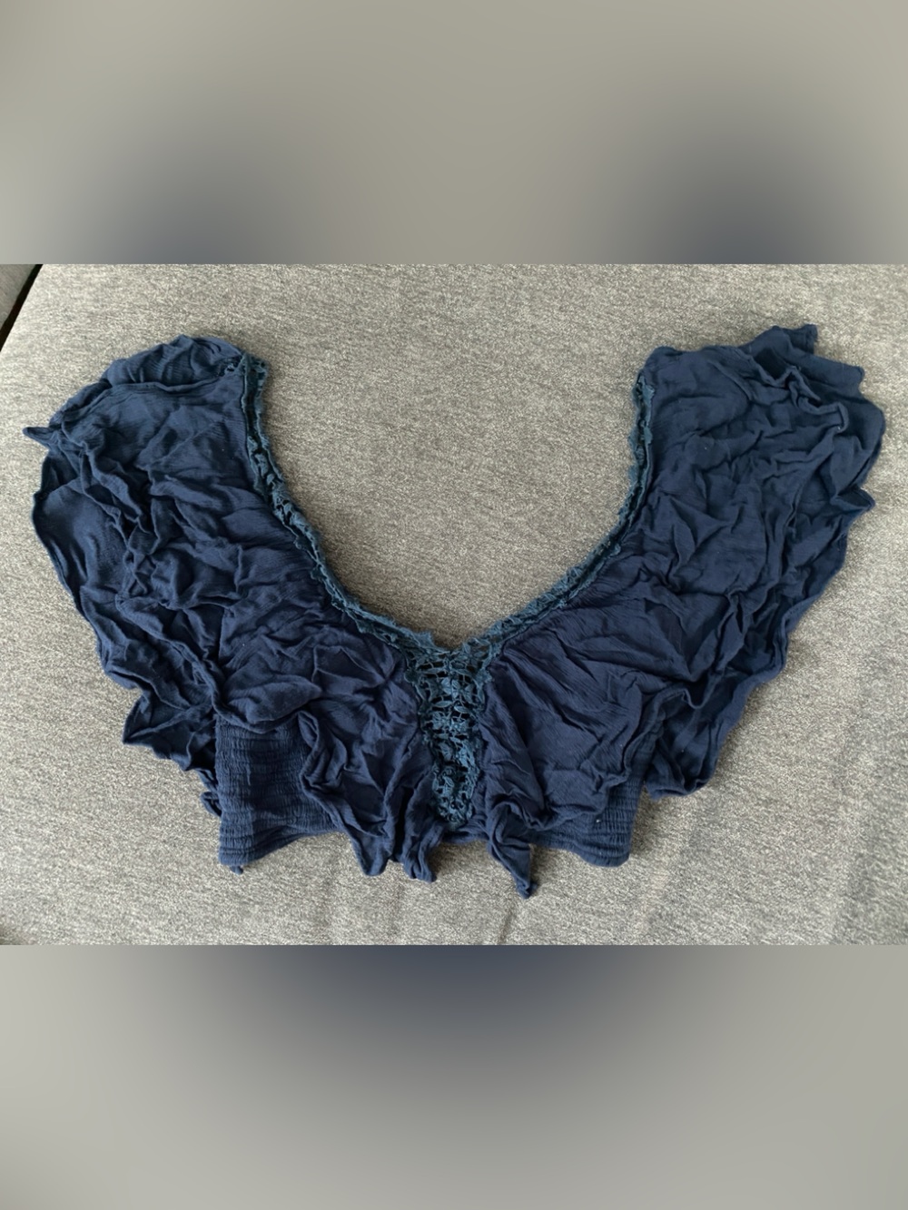 Lulus Navy Ruffle Crop Too